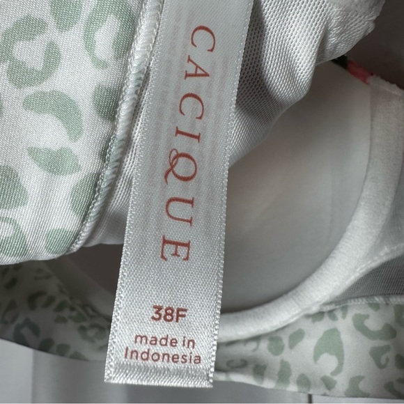 New Cacique Bra Leopard Floral Lightly Lined Smooth Balconette 38F Coquette NWT - Picture 6 of 8